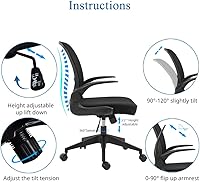 Vista 7 de IPKIG Foldable Office Chair - Home Office Desk Chairs with Wheels and Flip-Up Arms - Ergonomic Backrest Mesh Computer Chair Adjustable Swivel