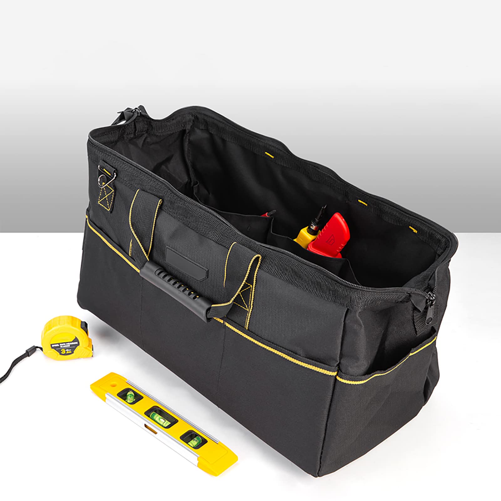 Borsa Porta attrezzi,Multi-tasca Borsa lavoro,Borsa Attrezzi organizer per impieghi gravosi resistente all'abrasione a bocca larga per elettricisti, carpentieri, addetti alla manutenzione