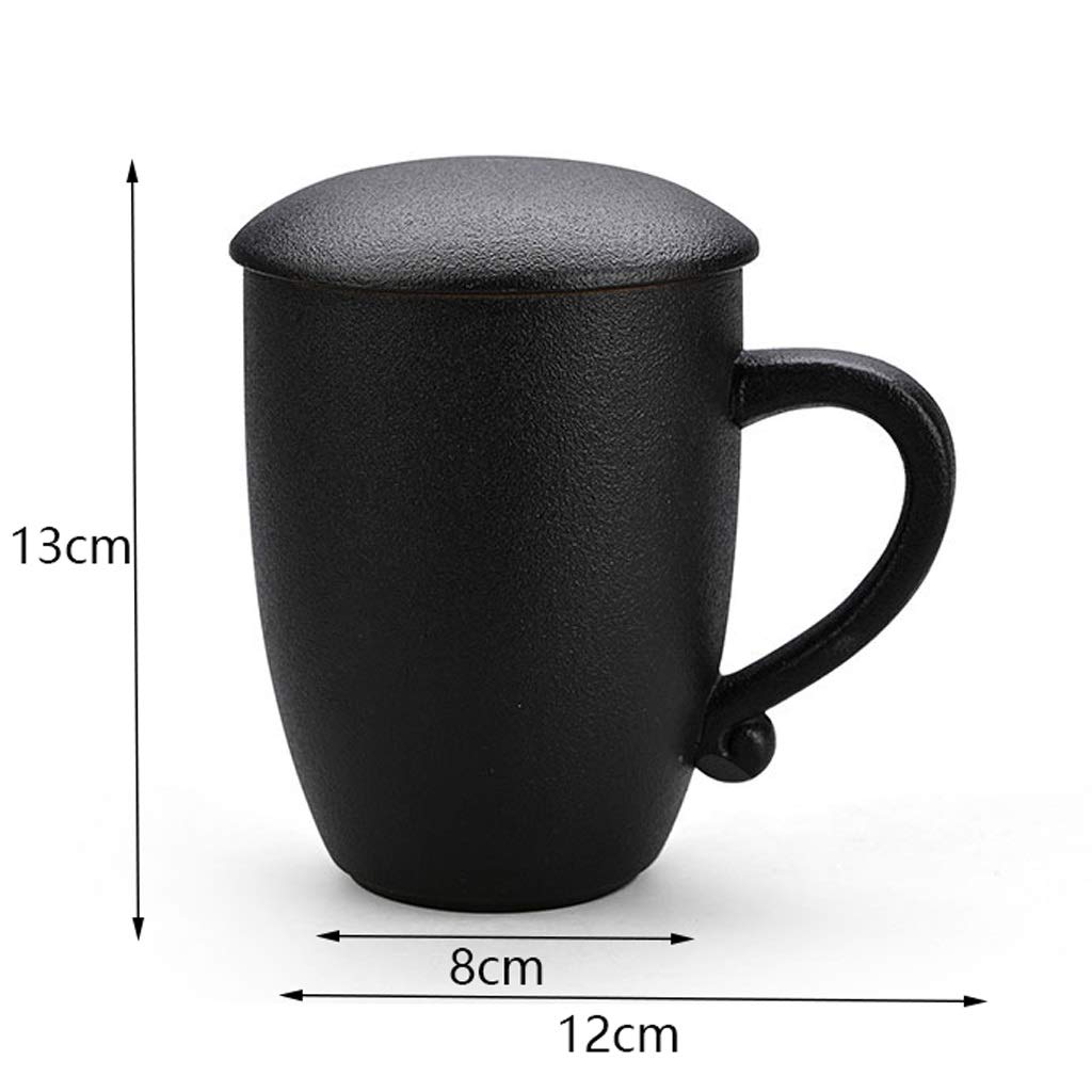 Kaffee-Becher Keramikbecher handgefertigt mit Deckel Einfache Kapazität Becher Kreative Große Kapazität Kaffeetasse Wiederverwendbare Reise Teetasse 350ml (Color : White)