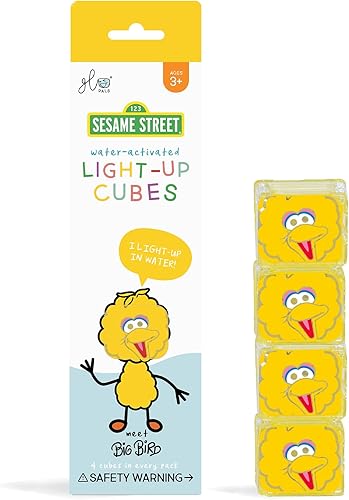 Glo Pals x Sesame Street Cubos iluminados activados por agua para juegos sensoriales (pájaro grande, amarillo y naranja)