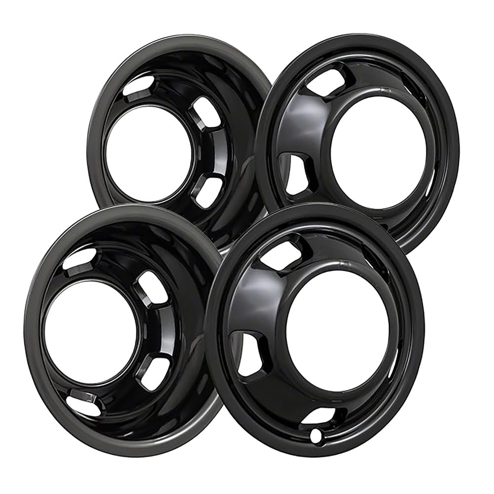 Fuel Rider Set of 4 Gloss Black ABS Wheel Simulators Compatible with 03-03 RAM 3500 8 Lug, 5 Hand Holes, Full Set Wheel Covers