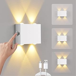 ANKBOY Rechargeable Wall Light Indoor Touch Dimmable Magnetic 4000mAh 3000K | LED Warm White Battery Operated Wall Mount Sconce Aluminum Housing Magnetic 4W Wireless Lamp for Bedroom Bedside