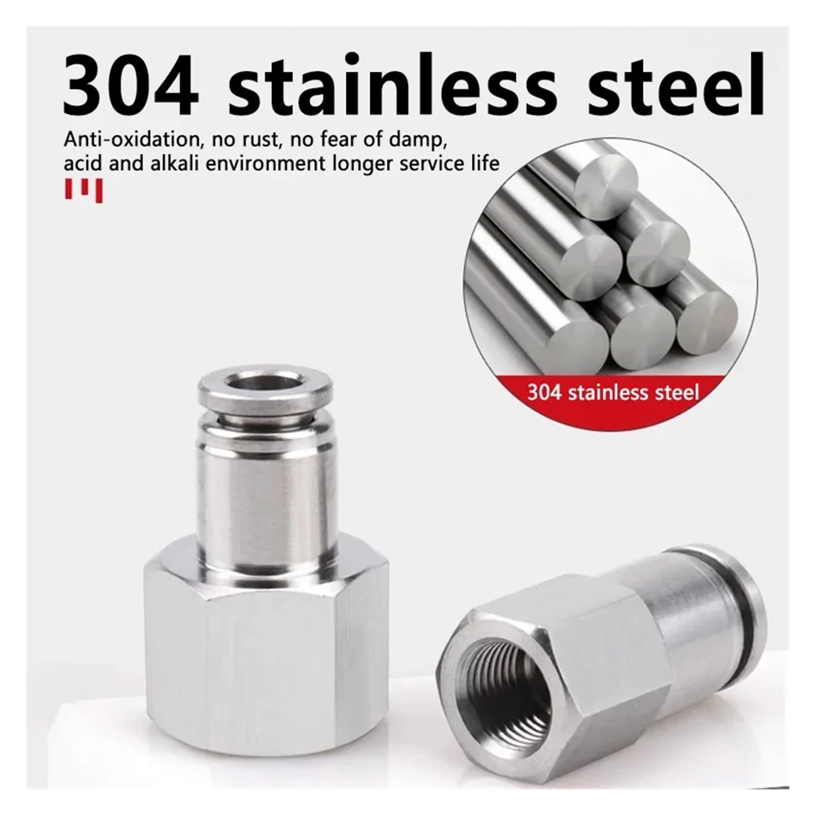 10 pz PCF 1/8 "1/4" 3/8 "1/2" BSP Femmina Giunto Pneumatico In Acciaio Inox 304 Push in Connettore A Sgancio Rapido raccordo aria(PCF12-04)
