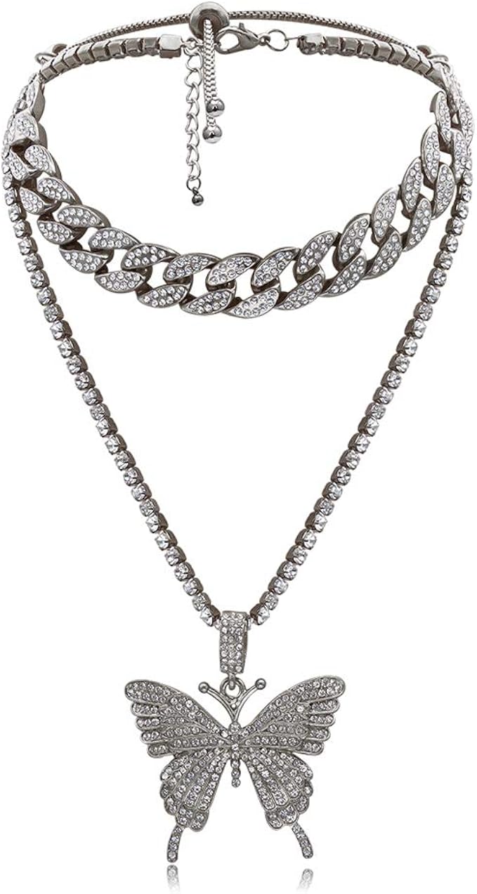 Butterfly Cuban Link Necklace Set 
