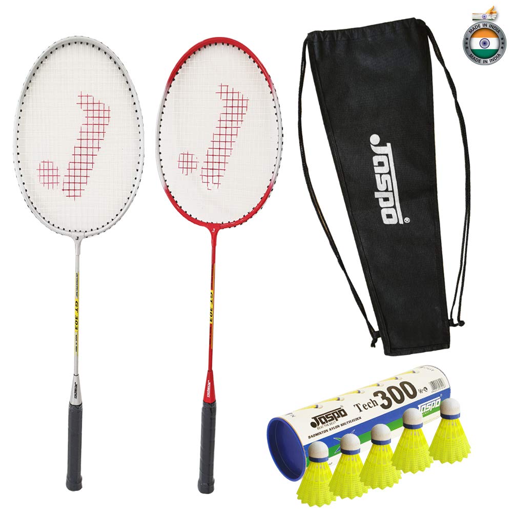 jaspo GT 303 Intact Red/Silver 2 Aluminum Badminton Racket, Nylon Shuttle Cock, Carry Bag Set (B07KT38R1Z) Amazon Price History, Amazon Price Tracker