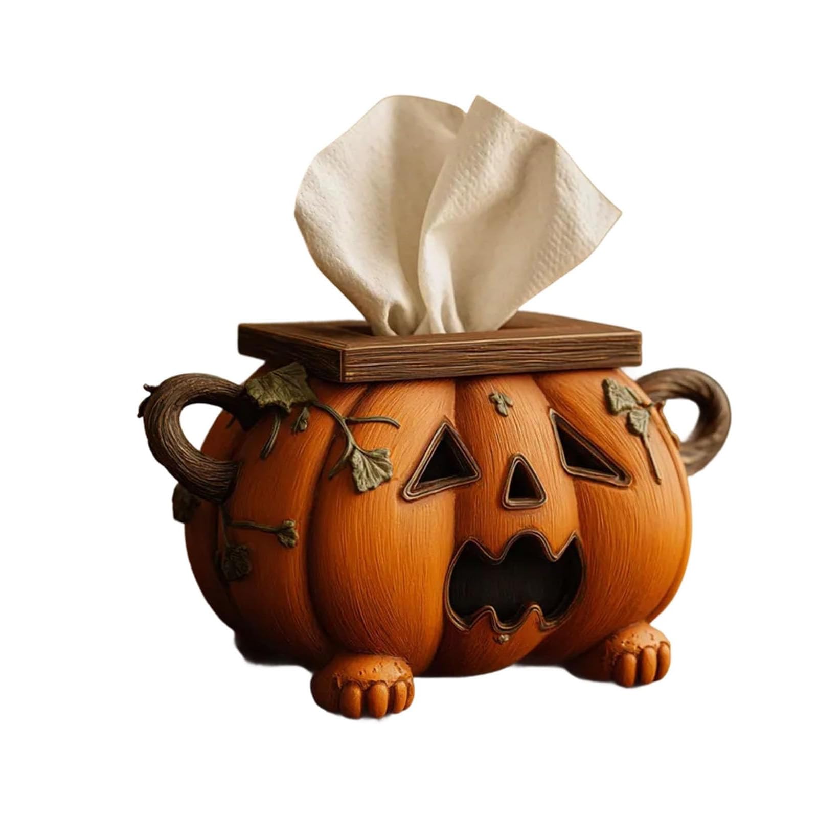 Decorative Pumpkin Tissue Dispenser for Halloween Parties Resin Materials Kitchen Countertop Decoration Halloween Home Decoration Kitchen Storage