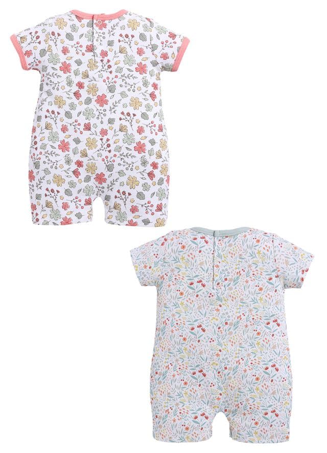 Image of Baby GO Cotton Printed New Born Baby Romper Jumpsuit Bodysuit Pack of 2 | Short Sleeve Sleepsuit | Nightwear | Summer Wear for Infants, Baby Boys and Baby Girls