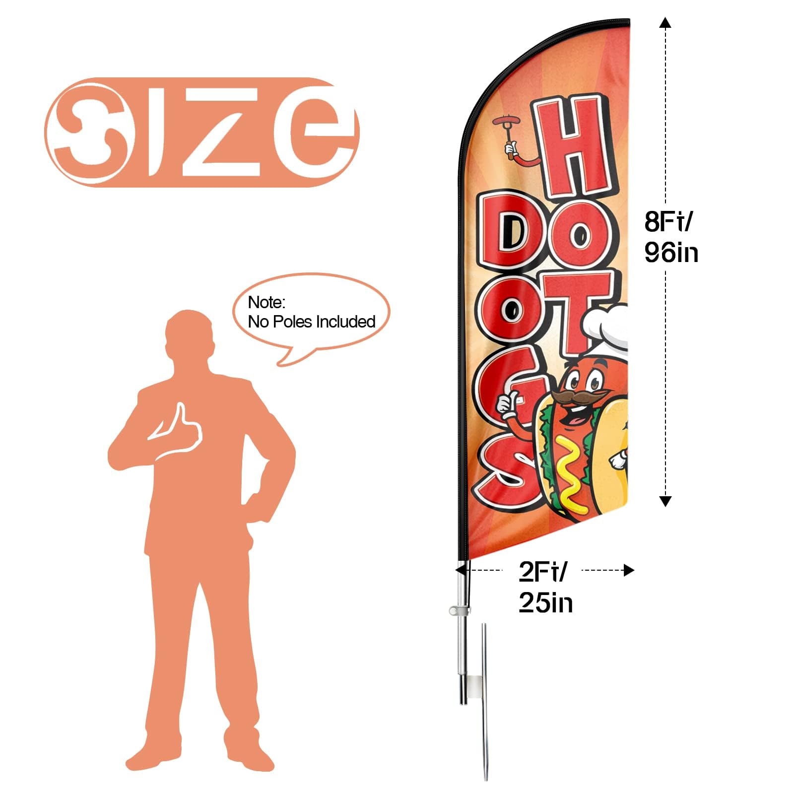 FSFLAG Hot Dogs-Federflagge Mit Fahnenmast Und