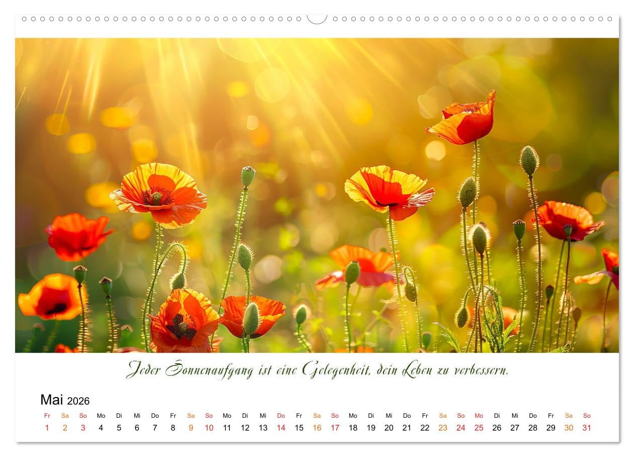 Freu Dich Motivations-Kalender (hochwertiger Premium Wandkalender 2026 DIN A2 quer), Kunstdruck in Hochglanz: Blumen und Positivität, Inspiration und Lebensfreude. (CALVENDO Menschen)