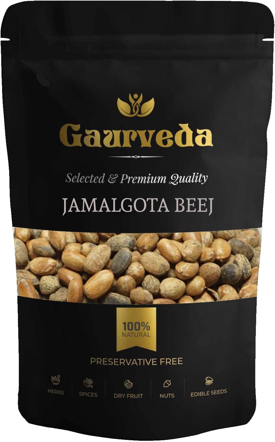 GAURVEDA Jamalgota Seeds - Croton beej- Jamalghota beej ((50 Grams) (180-200 Pieces))