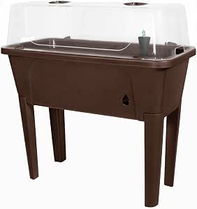 Garden Elements Brown Elevated Raised Garden Bed, 29.5" x 15" - Self-Watering Planter with Ventilated Grow Dome