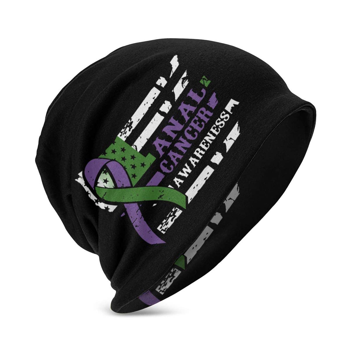 XIKEWL Kids Beanie Hat USA Flag Anal Cancer Awareness Keep Winter Warm Skull Caps for Boys Girls Black