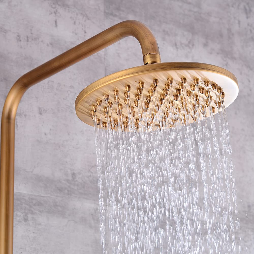 Retro gouden douchesysteem, handdouche douchekraan set doucheset regendouche met wandhouder 3-functie doucheset (incl. regendouche, douchekop) voor badkamer
