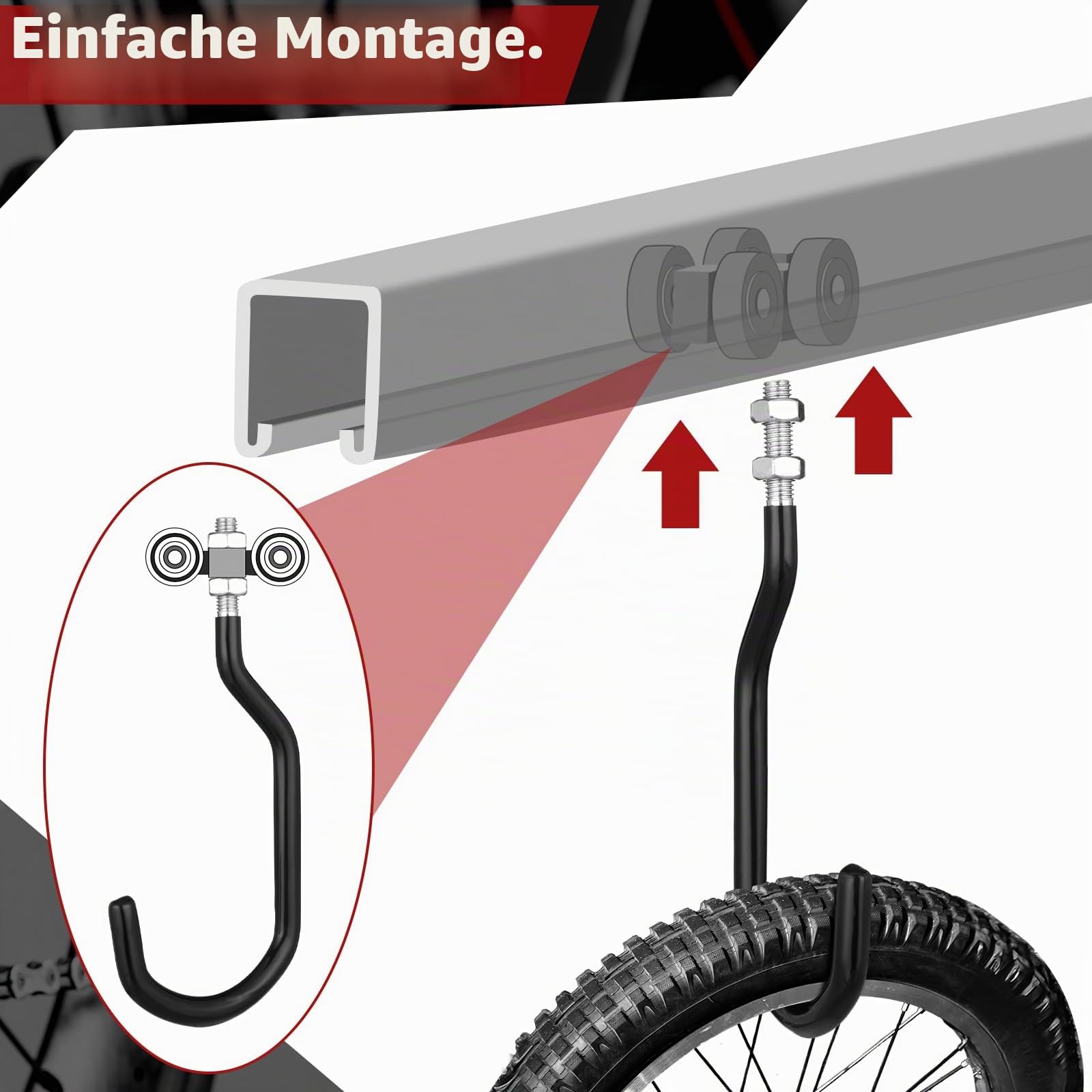 Shimeyao 8 Stück Maschinengewinde Fahrrad Aufbewahrungshaken, 8,9 cm