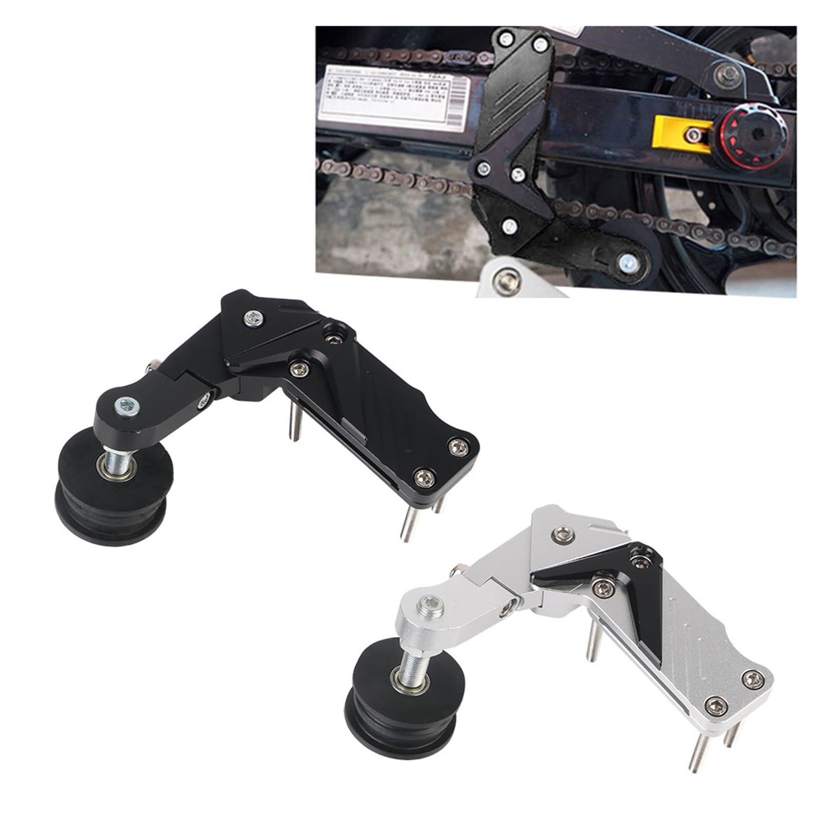 Moto Guide-chaîne De Moto Tendeur de chaîne universel à réglage automatique pour moto, dispositif antidérapant pour large, molette tension, tendeur(Black)