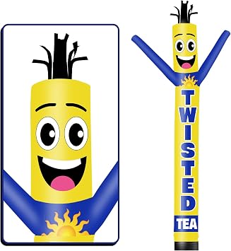 6FT Tall Twisted Tea Inflatable Tube Man 9Diameter Wacky Wavy Dancing Guy for Outdoor Decoration Advertising Business Promotion Blower Not Included