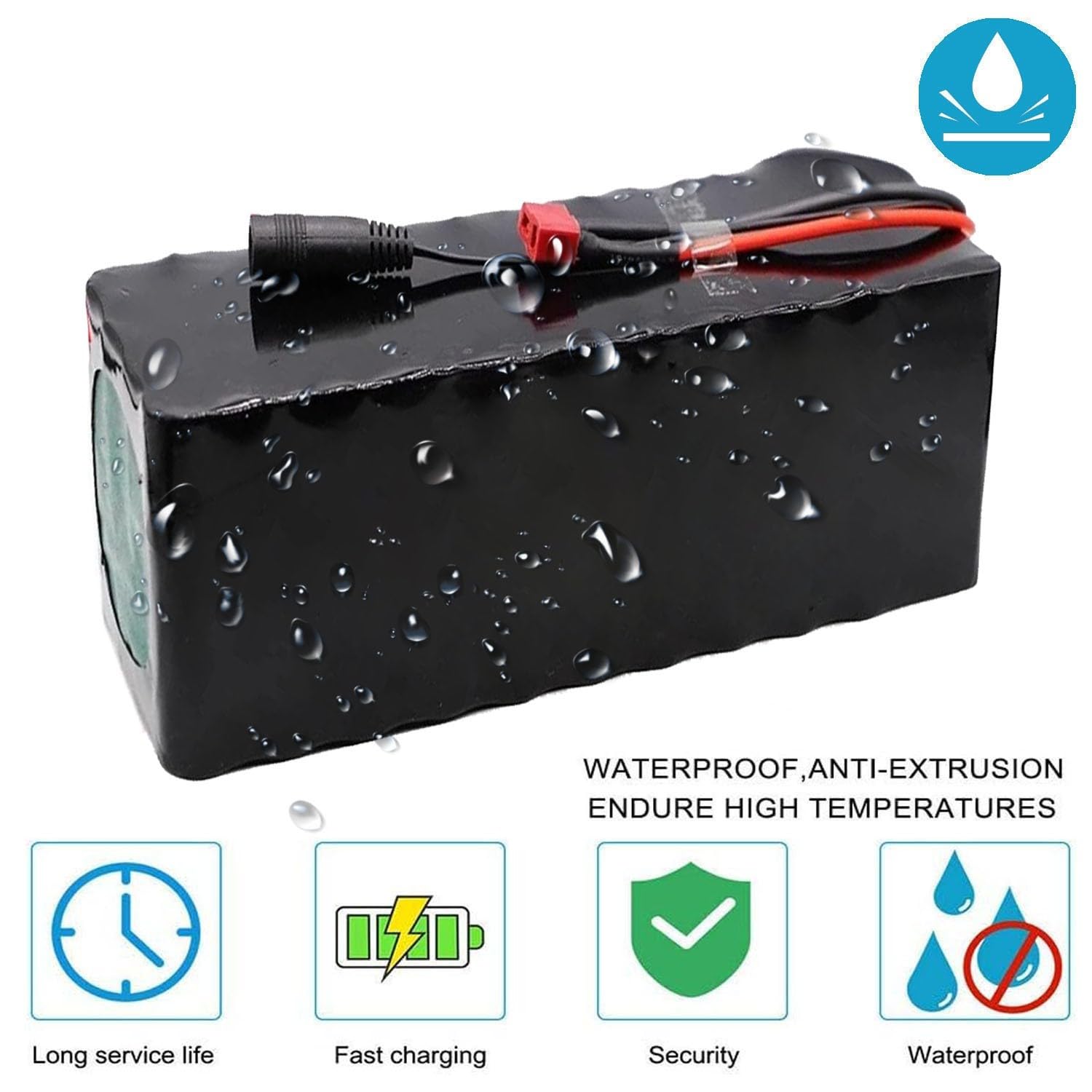 Batería For Bicicleta Eléctrica De 24 V, 50 Ah, For 6S4P Con Tablero Protección BMS Cargador For Motor Scooter Eléctrico 100 W - 500 XT60,24V(T)