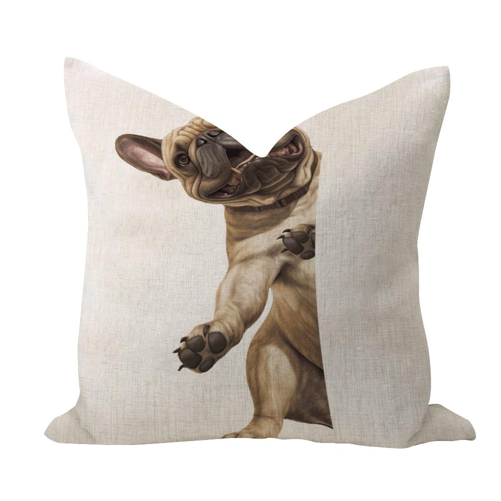 WSDESDEC Comfortable Throw Pillow Covers 16x16in Peeking Dog Bulldog Decorative Pillow Case Accent 3D Art Portrait Pet Dogs Farmhouse Decor Square Linen Pillowcases for Porch Home Outdoor — image 1