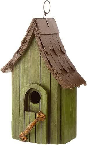 Glitzhome Birdhouses for Outdoors, Green Hand Painted Garden Wooden Bird