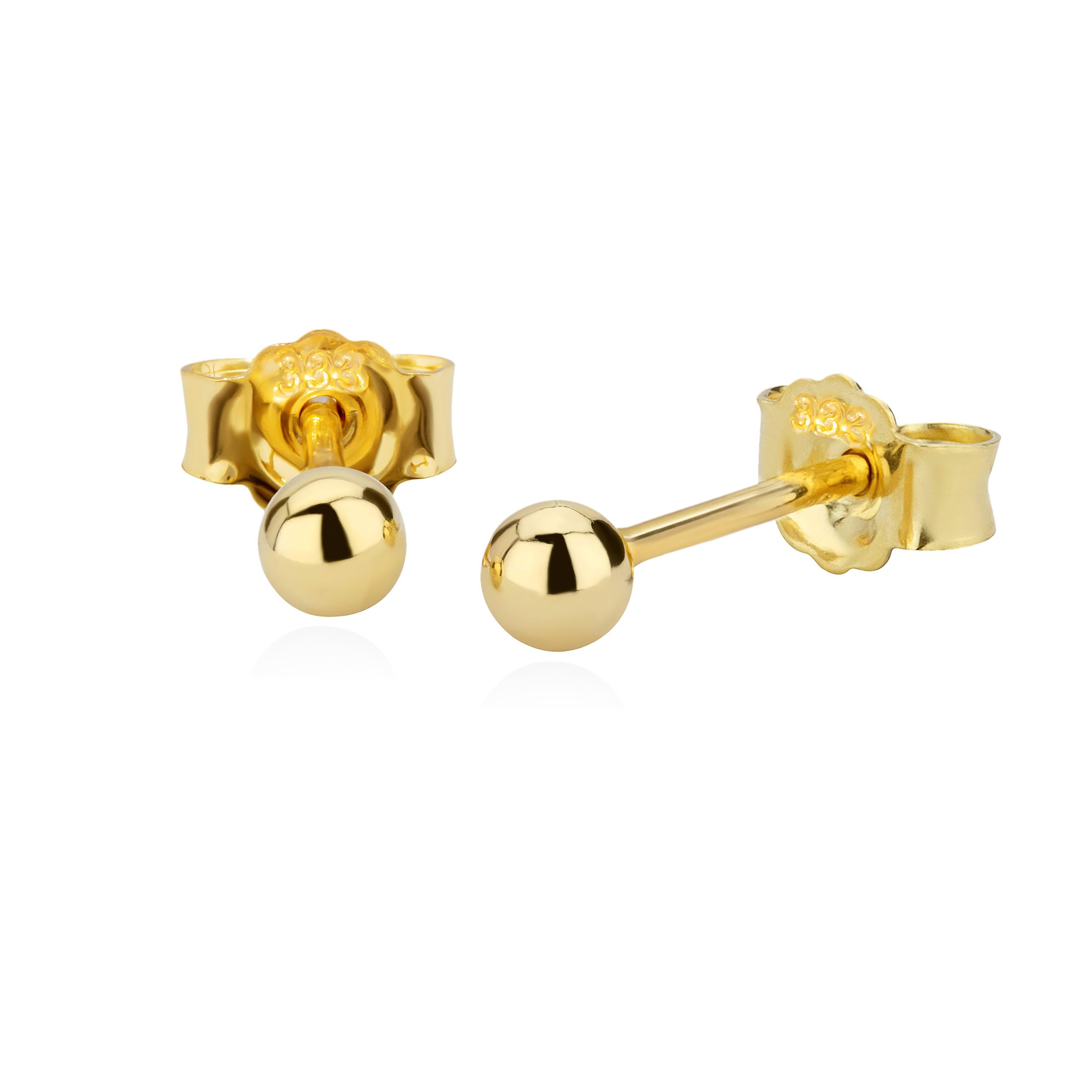 Orecchini A Sfera In Oro Giallo 333 (8 Carati) Da 2,5 Mm - Borchie Lucide Da Donna - Gioielli NKlaus Fatti In Germania