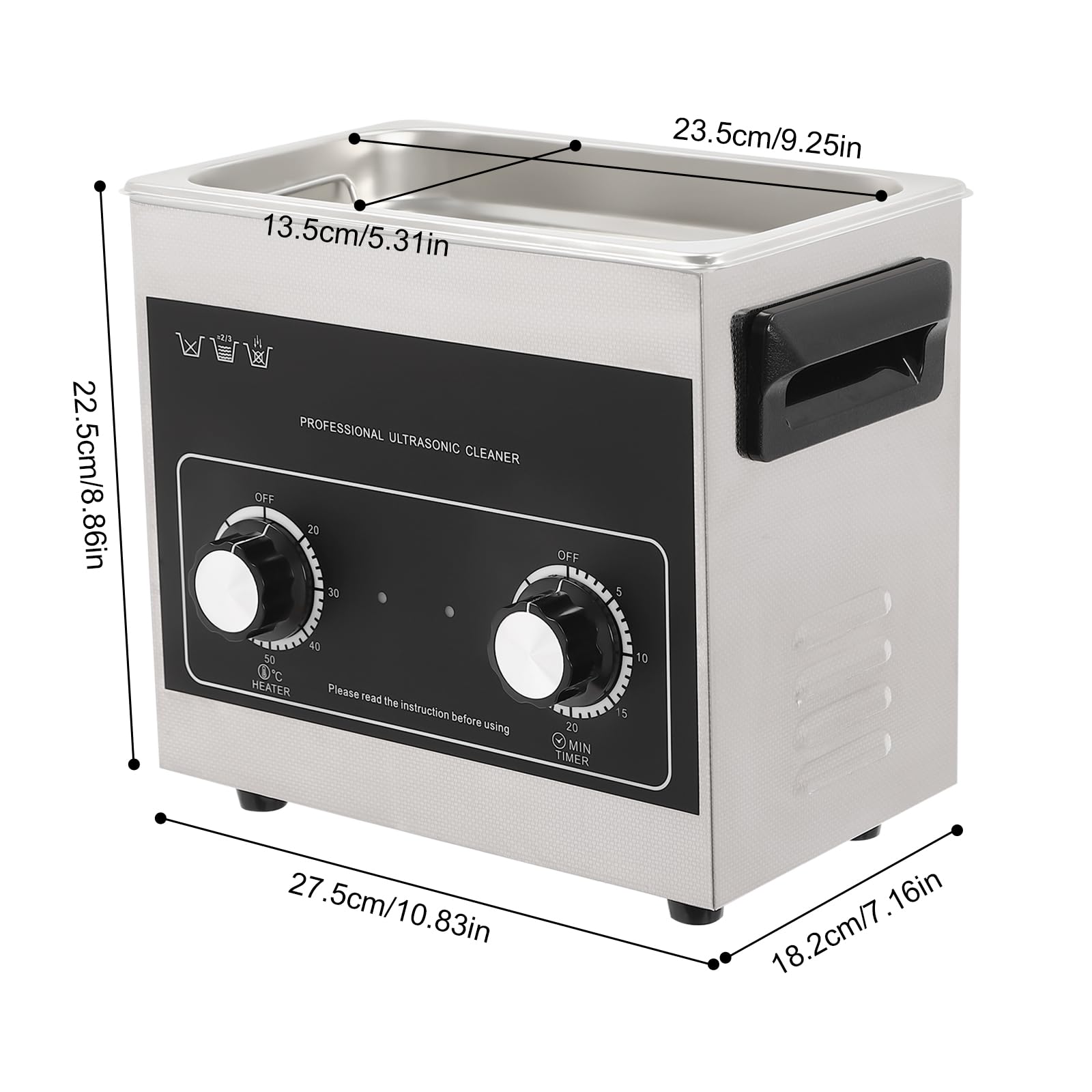 Máquina de limpieza ultrasónica, máquina limpiadora ultrasónica - Tanque de baño digital industrial con calentador y temporizador para joyería, gafas, instrumental dental, equipo médico, ace