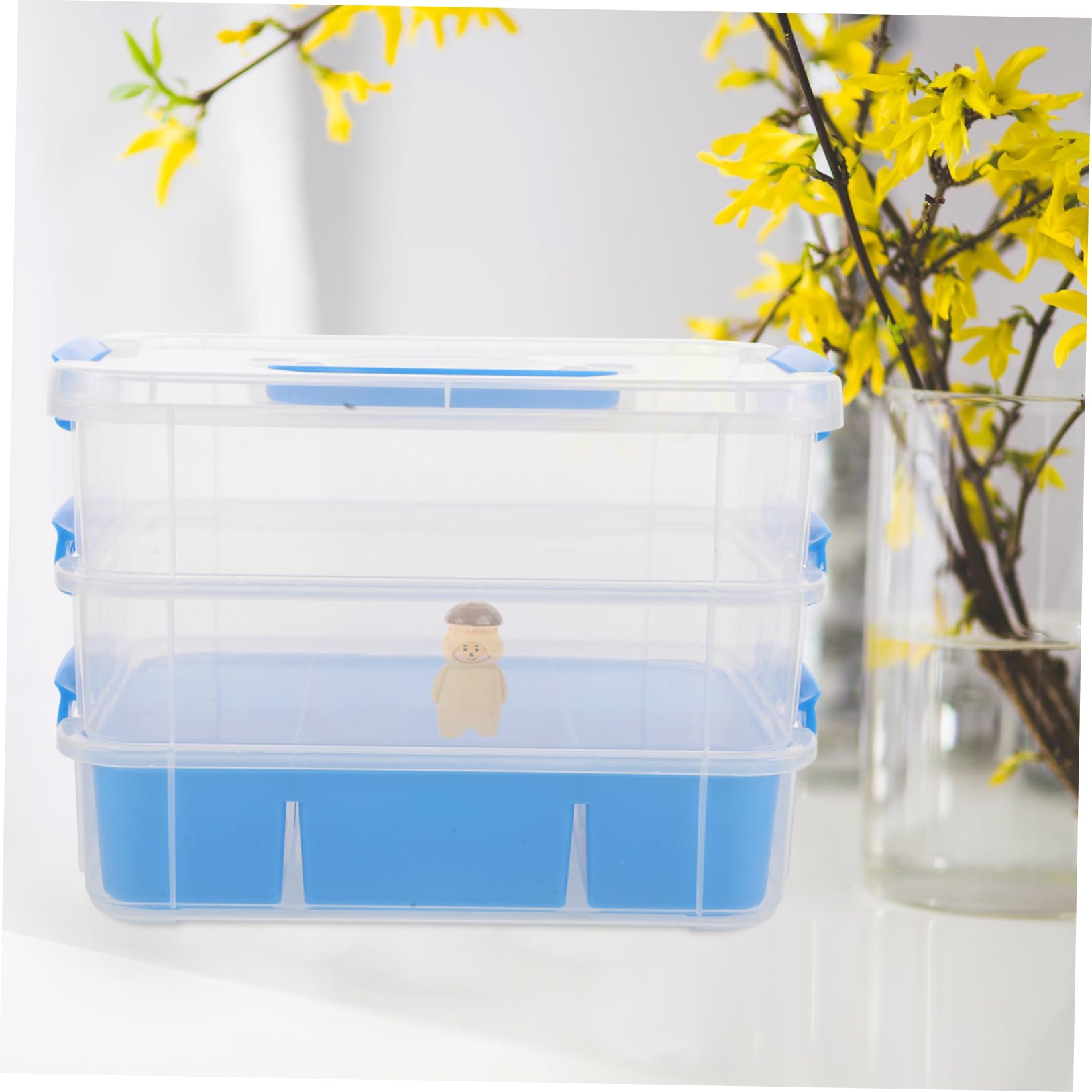 HOMSFOU Organizzatrice Impilabile Con Per Piccole e Giocattoli Versatile Per Scuola Mattoncini e Accessori Sky