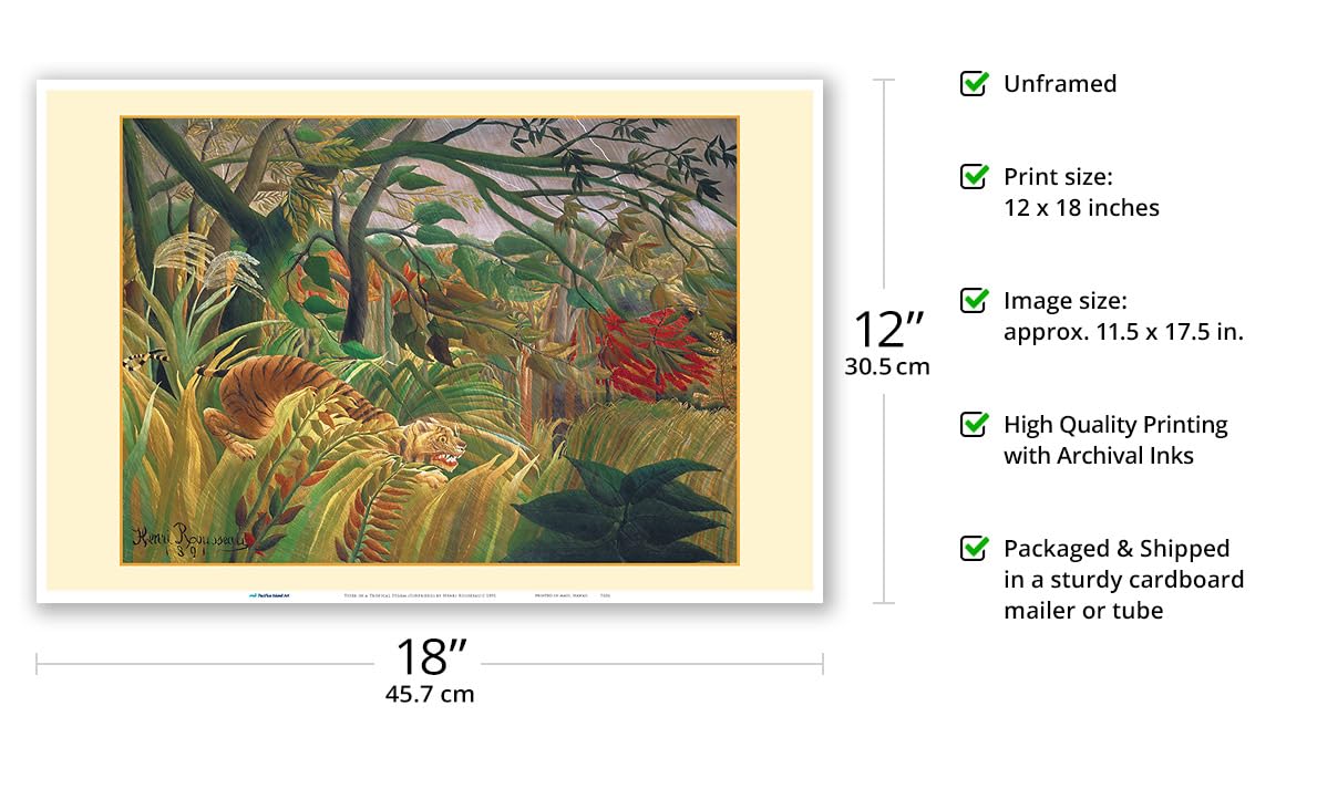 アンリ・ルソー　「熱帯嵐のなかのトラ」　リトグラフ　エディションナンバー入り アンリ・ルソー 「熱帯嵐のなかのトラ」 リトグラフ