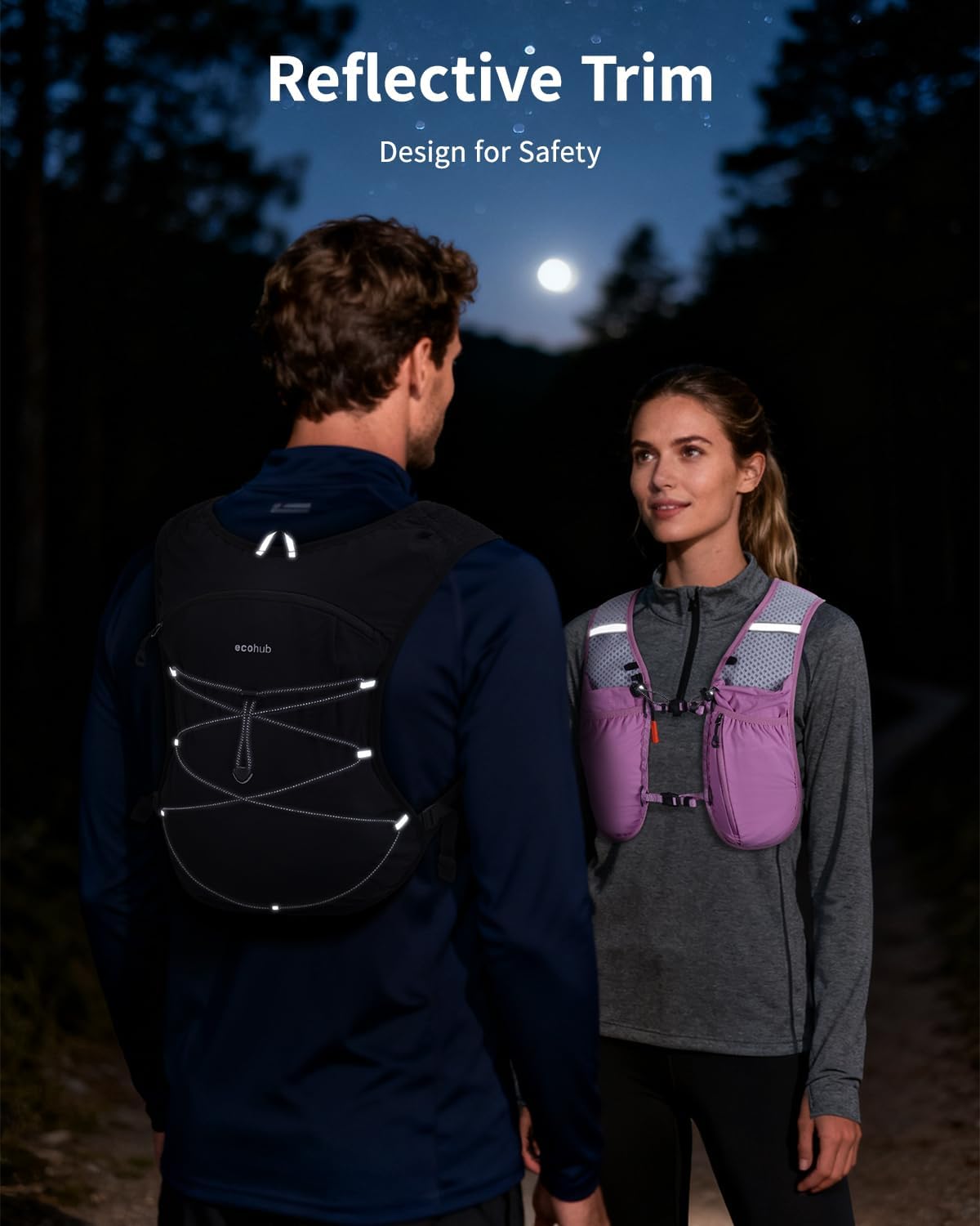 ECOHUB Running Hydration Vest Backpack, Lightweight Hydration Pack Bag Daypack for Hiking Cycling Marathon Backpack Vest for Women Men (No Bladder Included)