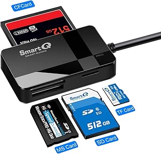 SmartQ C368 Pro USB 3.0 Multi-Card Reader, Plug N Play, Apple and Windows Compatible, Powered by USB, Supports CF/SD/SDHC/SCXC/MMC/*MMC Micro/*RS MMC/*Mini SD/Micro SD/MS Duo/MS Pro/MS Pro