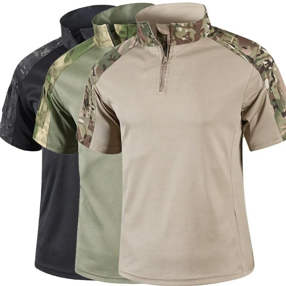 DYRBF Camicia mimetica a maniche corte ad asciugatura rapida T-shirt da uomo mimetica militare maglietta da caccia all'aperto camicie da trekking