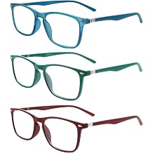 3 Pack Progressive Multifocus Reading Glasses for Men Women Blue Light Blocking Spring Hinges Computer Readers 3 Mix C3,1.75