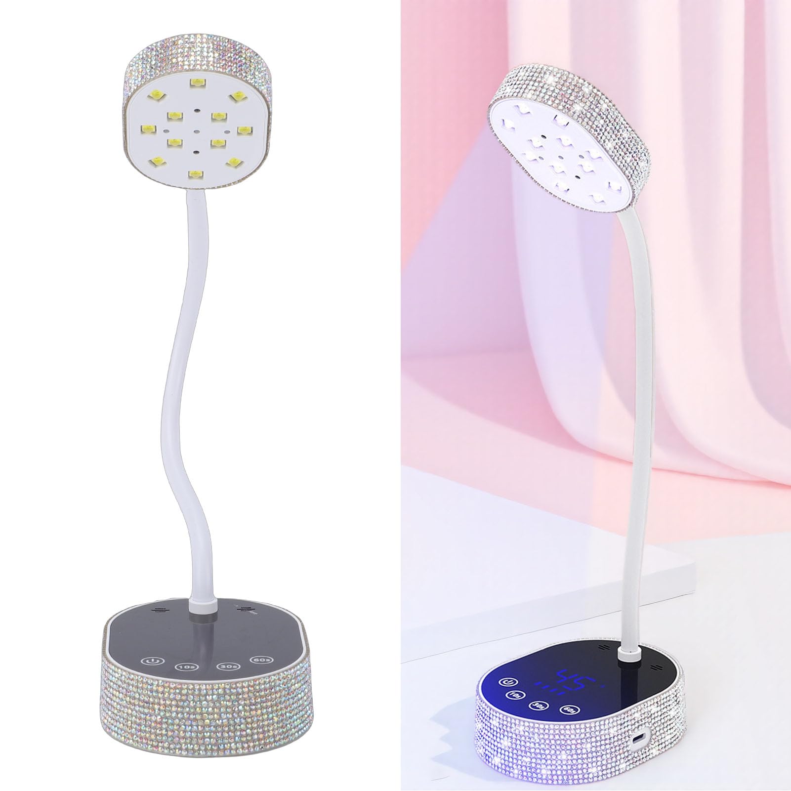 Topiky Lampada per Unghie 36 W, Asciuga Unghie a Collo di Cigno, Lampada Polimerizzante per in Gel Ricaricabile USB con Sensore Intelligente, Asciugacapelli per Manicure Senza Fili per Viaggi in