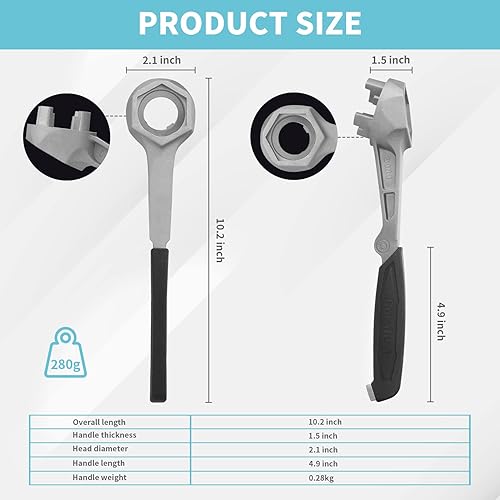 Miniatura 2 de DURATECH Llave de tambor de aluminio, llave 3 en 1, herramienta abridor de barril para abrir tambor de 10, 15, 20, 30, 55 galones, se adapta a tapas