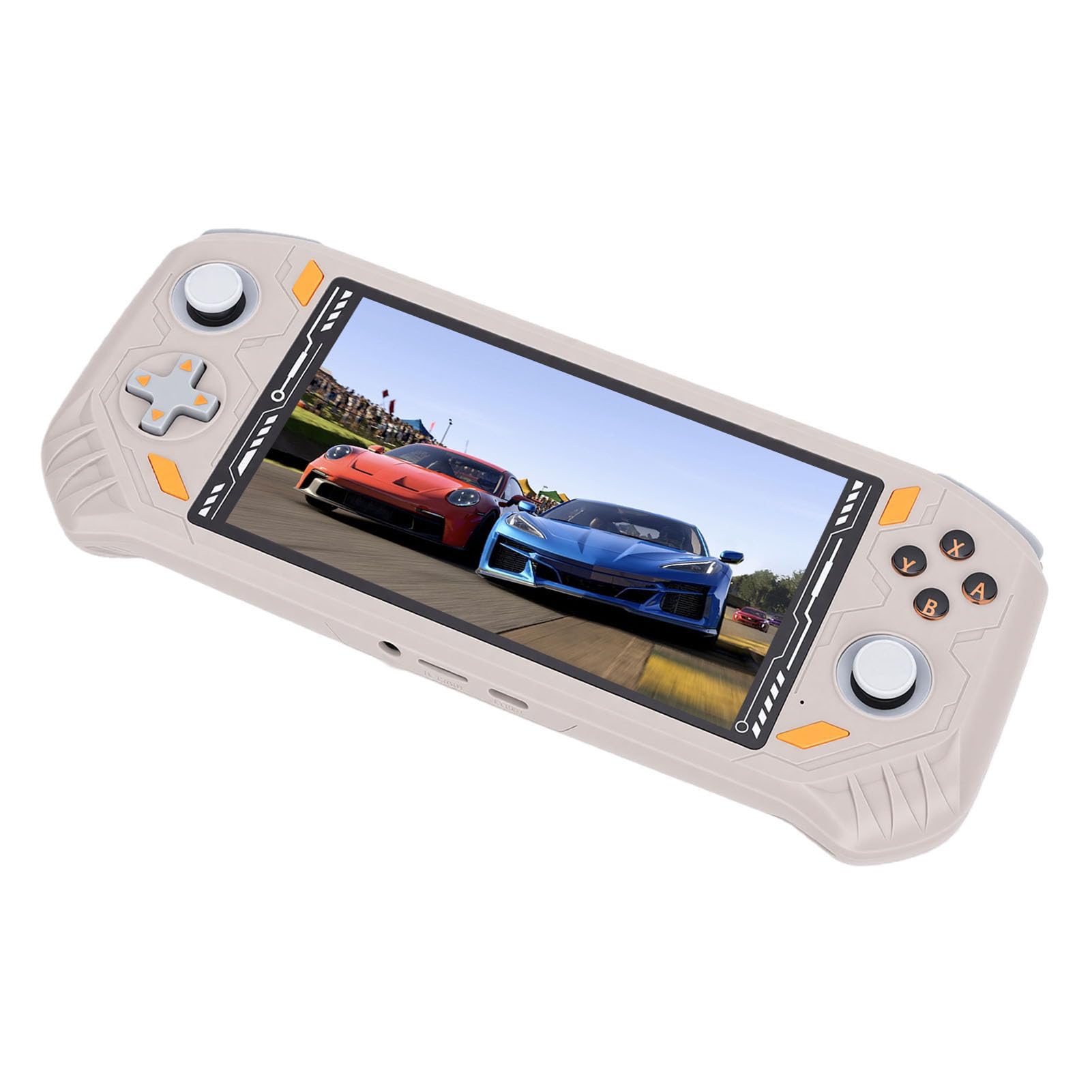 Lettore portatile da gioco con schermo da 5,5 pollici e quad-core RK3562 per giocatori mobili, console portatile ricaricabile (beige)