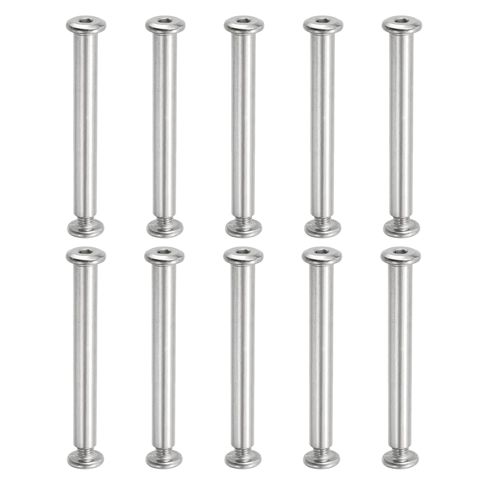 PATIKIL Hex Chicago Screws, 10 Set Binding Screw Posts M6 x 65 mm Connecting Hex Drive Socket Cap Bolt Nuts for Scrapbook Leather Belt Album Photo