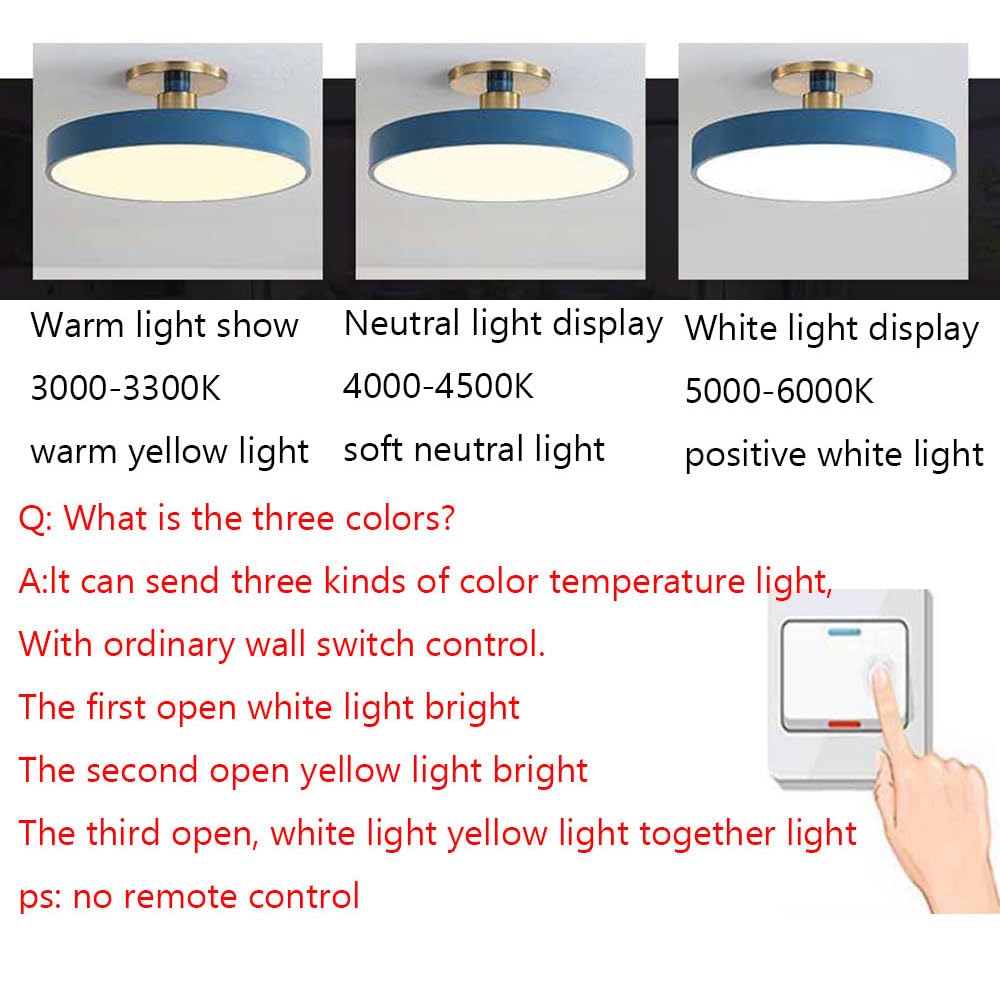 RCIDOS Okrągły Klosz Lampy Macaron LED Żyrandol Do Sypialni, 3 Kolory, Ściemnialny Lampa Sufitowa W Stylu Skandynawskim Do Jadalni, Kuchni, Gabinetu, Salonu