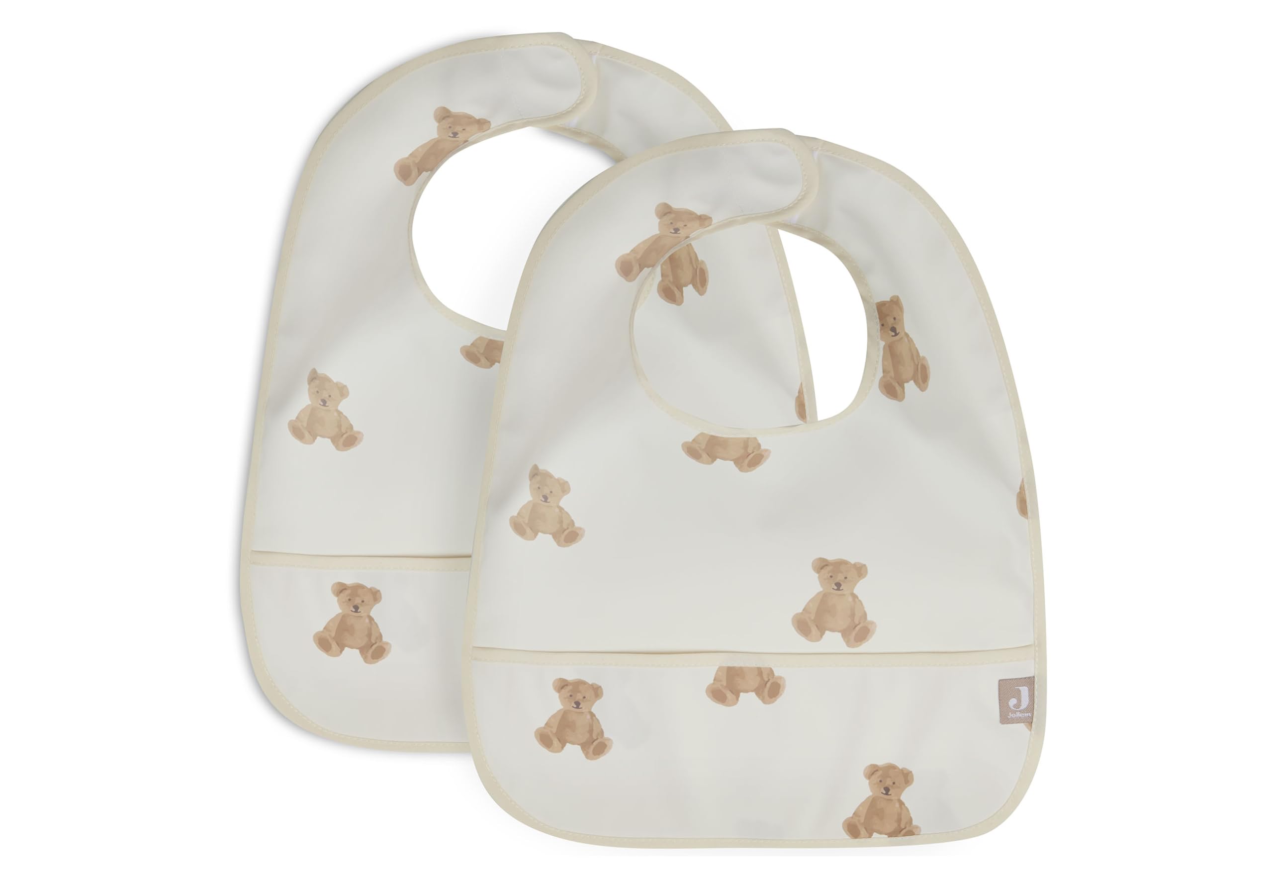 Jollein 029-864-66095 Bibs Waterproof Set of 2 Teddy Bear White