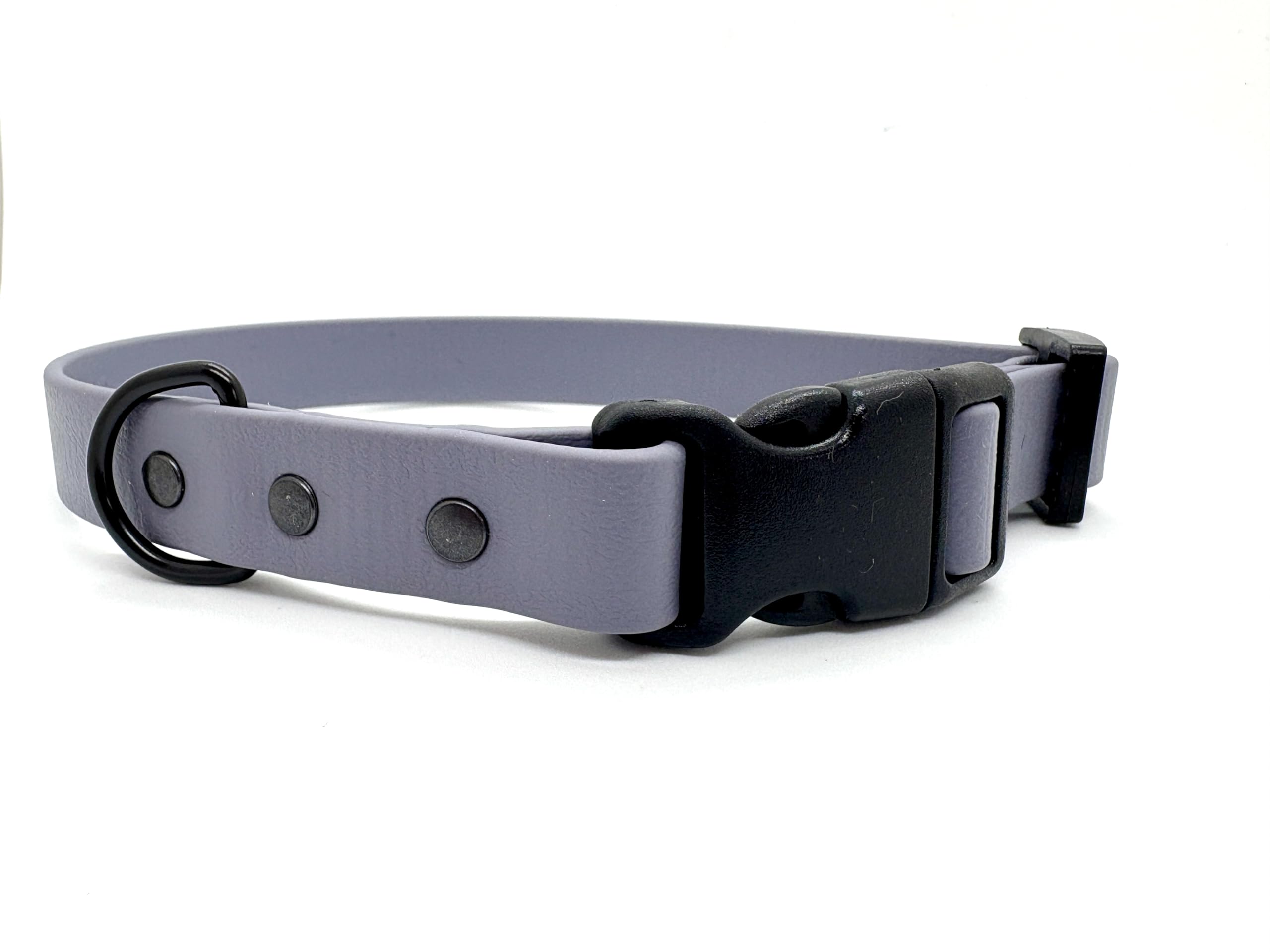 Biothane Waterproof Dog Collar with Quick Release Buckle (Grey, Small 25cm-30cm 20mm wide)
