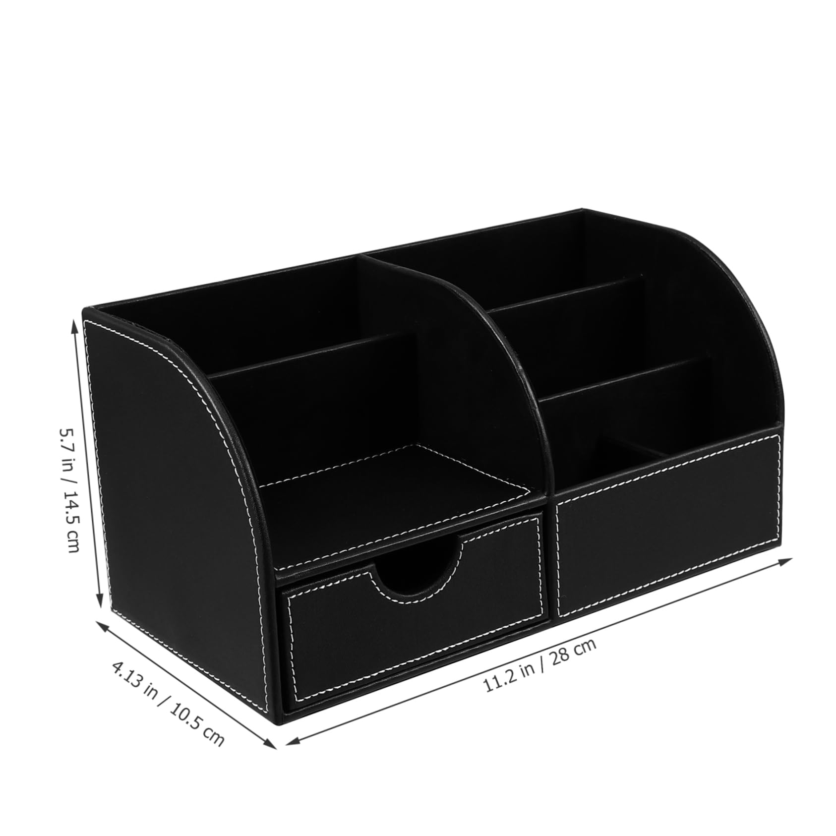 Stiftehalter aus Pu Leder, Quadratisch Schwarz, Schreibtisch Organizer | Abschlussfeier, Einschulung Deko, Fein Verarbeitet, für Schere und Lineal, Modern Dekorativ
