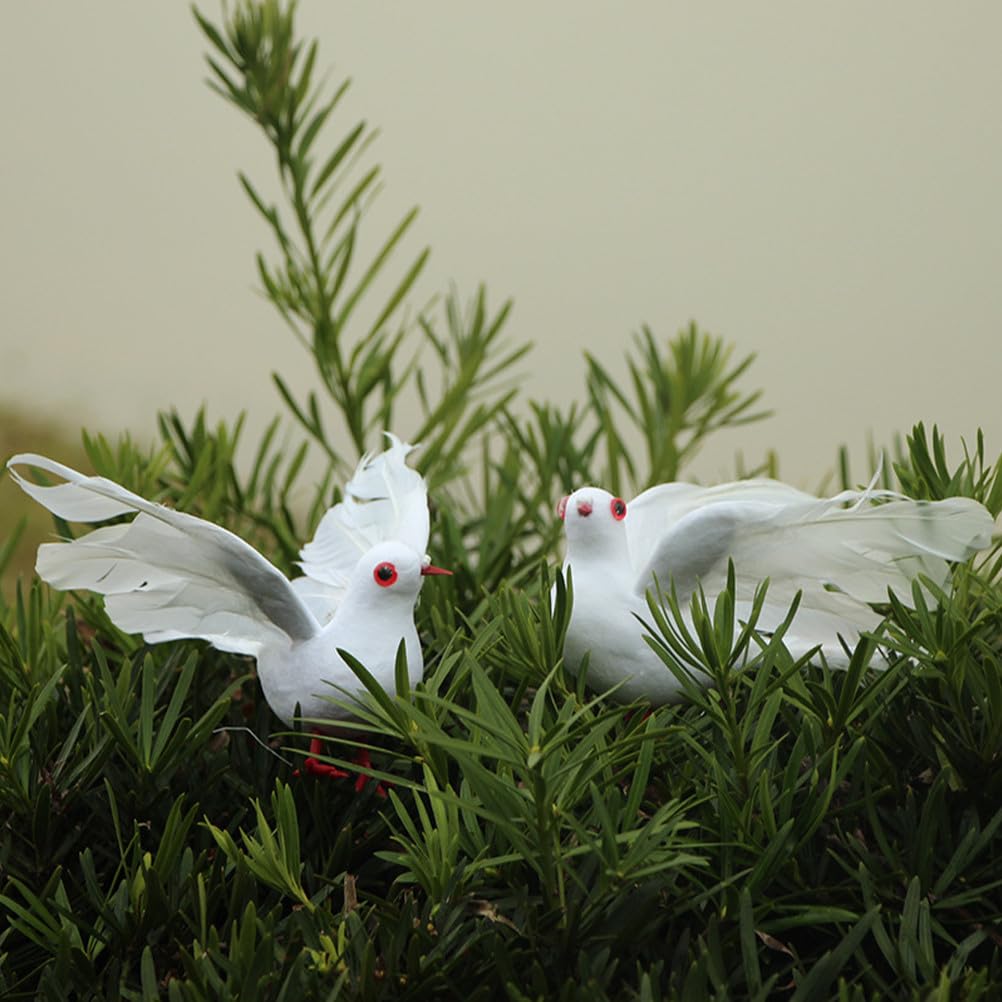 Cabilock 4 piccioni bianche per albero di piccioni artificiali, statue di uccelli da giardino per lavori fai da te, decorazioni per matrimoni fai da te, accessori per feste