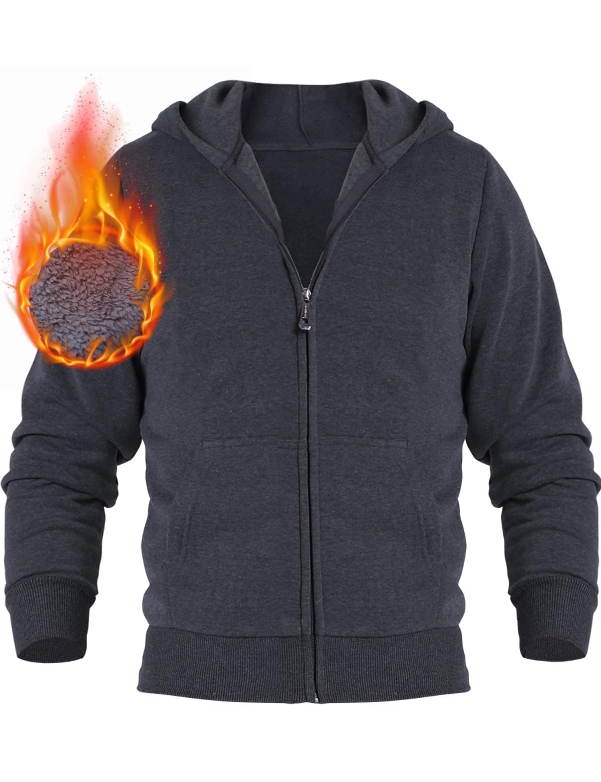 Yasumond Kids Heavyweight Hoodie Youth Winter Soft Fleece Lined Warm Jacket Full Zip Long Sleeve Sweatshirt for Children