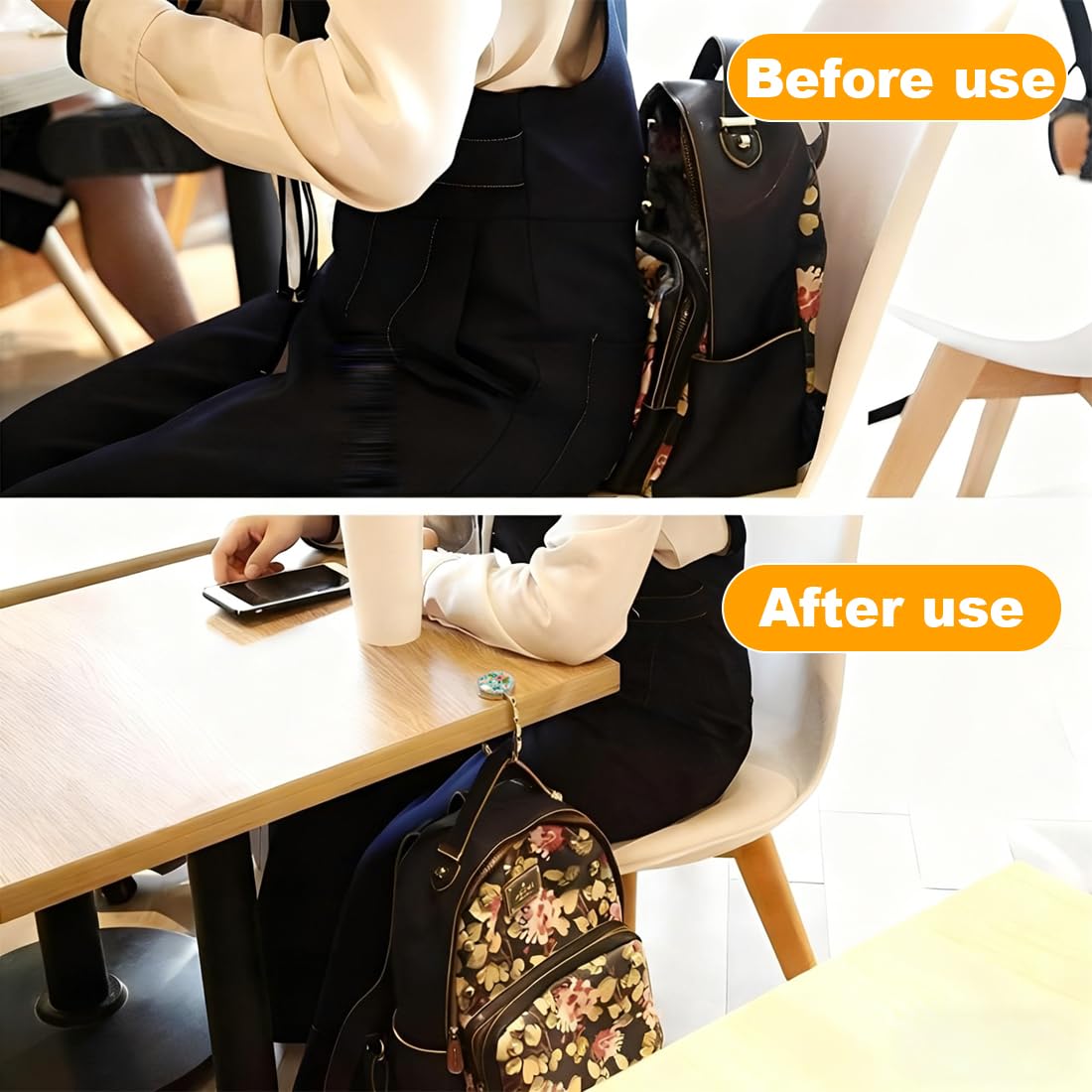 Porte Sac à Main Table Anti-Dérapant Pliable Crochet Support Sacs Mains Bureau Restaurant