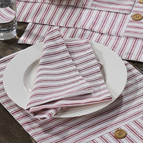 Servilletas Rojas a Rayas Set x4 18" x 18" miniatura 1