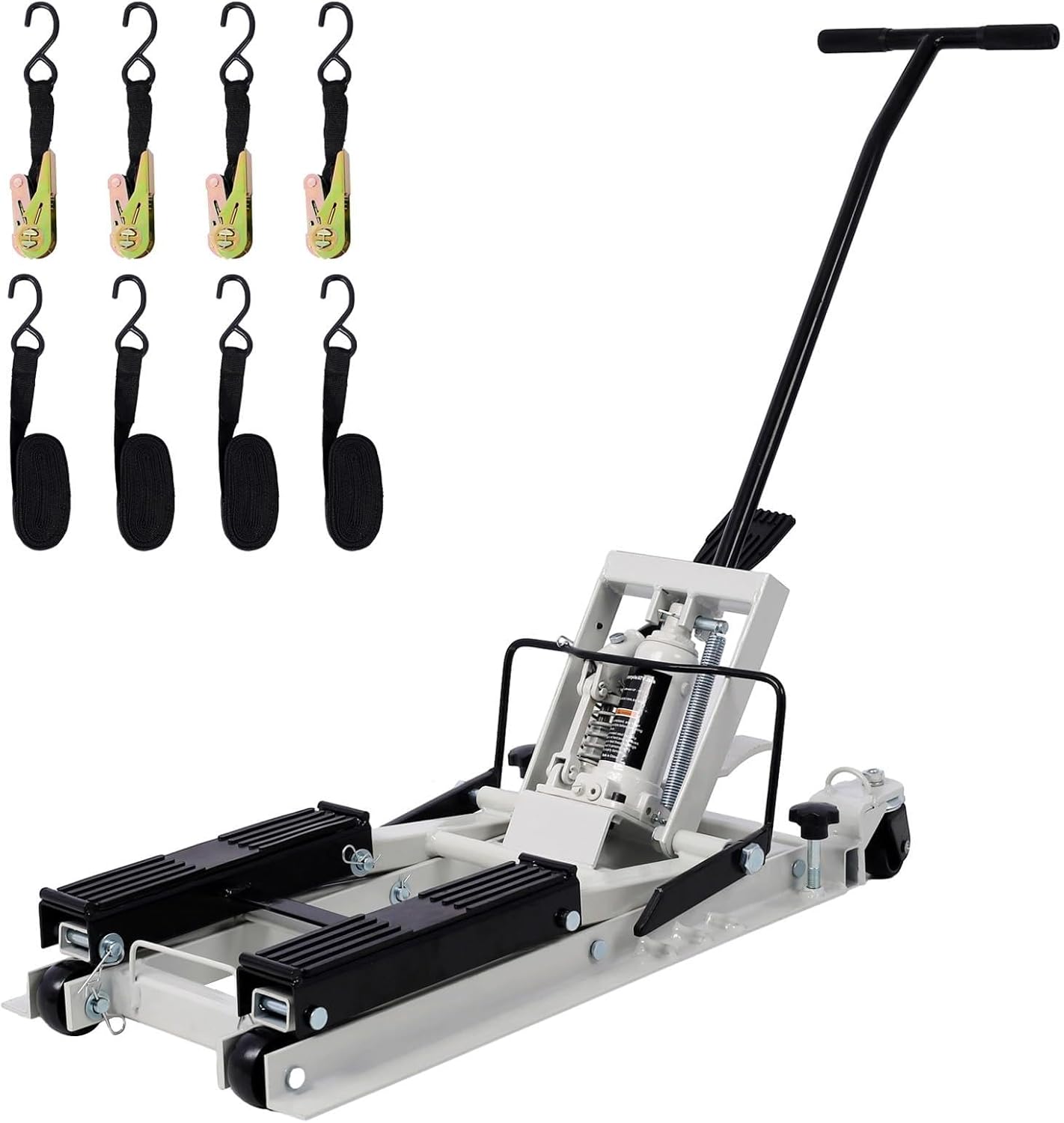 Hydraulic Motorcycle Lift Jack, 1500 LBS Capacity ATV Scissor Lift Jack, Portable Motorcycle Lift Table with 4 Wheels, Hydraulic Foot-Operated Hoist Stand (Gray)