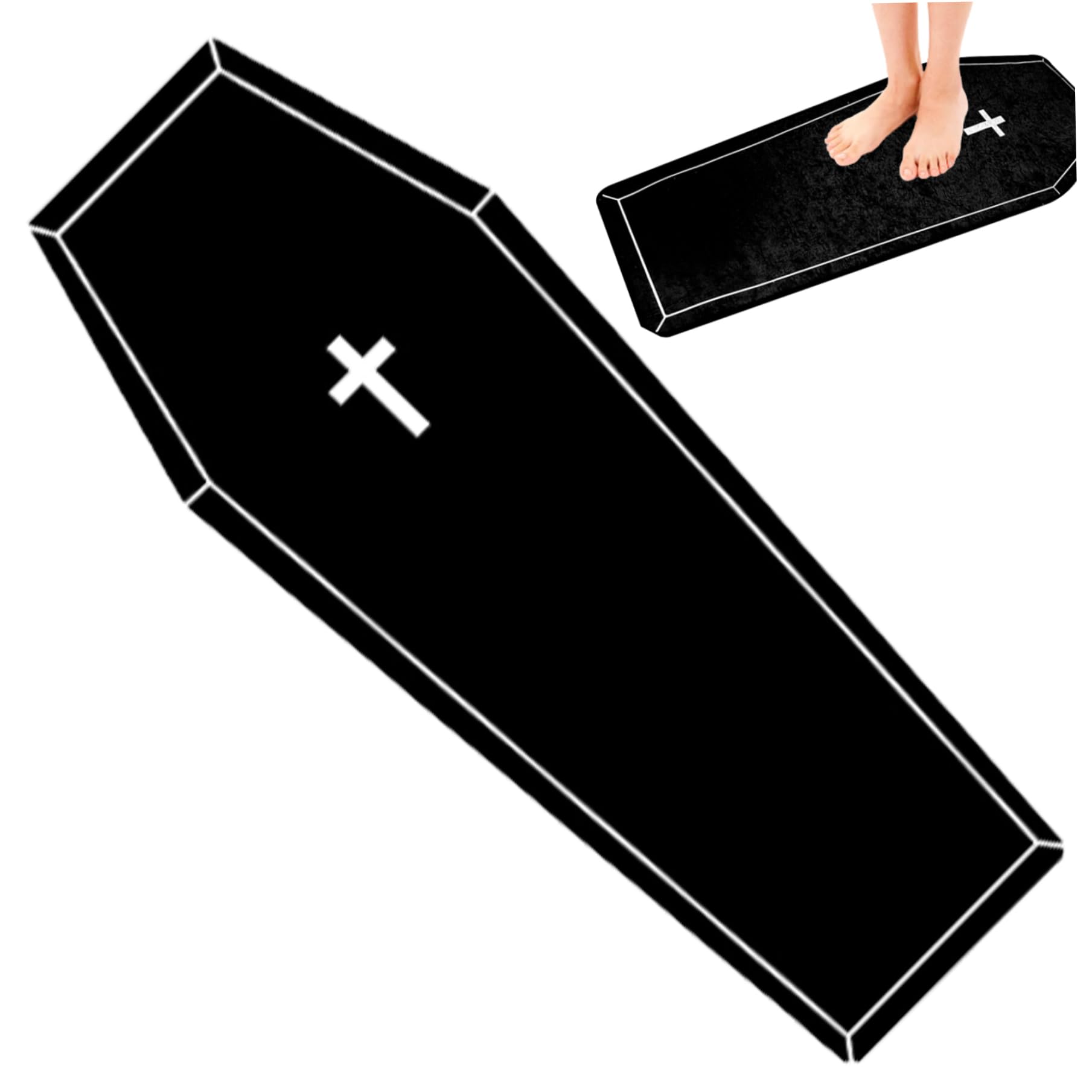 Tapis de cercueil Halloween salle de bain grand tapis gothique horreur 51x19 pouces