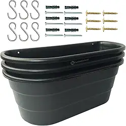 Jardineira Vaso 3 Floreiras de Parede para Plantas Painel Jardim Vertical Horta Kit com Ganchos e Parafusos Cor:Preto