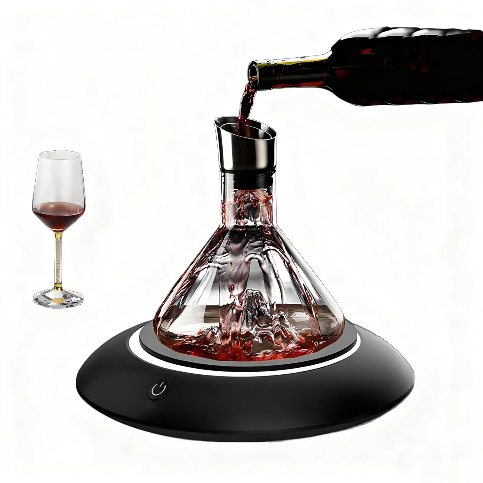 Décanteur électrique pour aérateur de vin, fonctionnement en un clic, filtre en acier inoxydable, éclairage ambiant, idéal pour bars, restaurants et réunions de famille