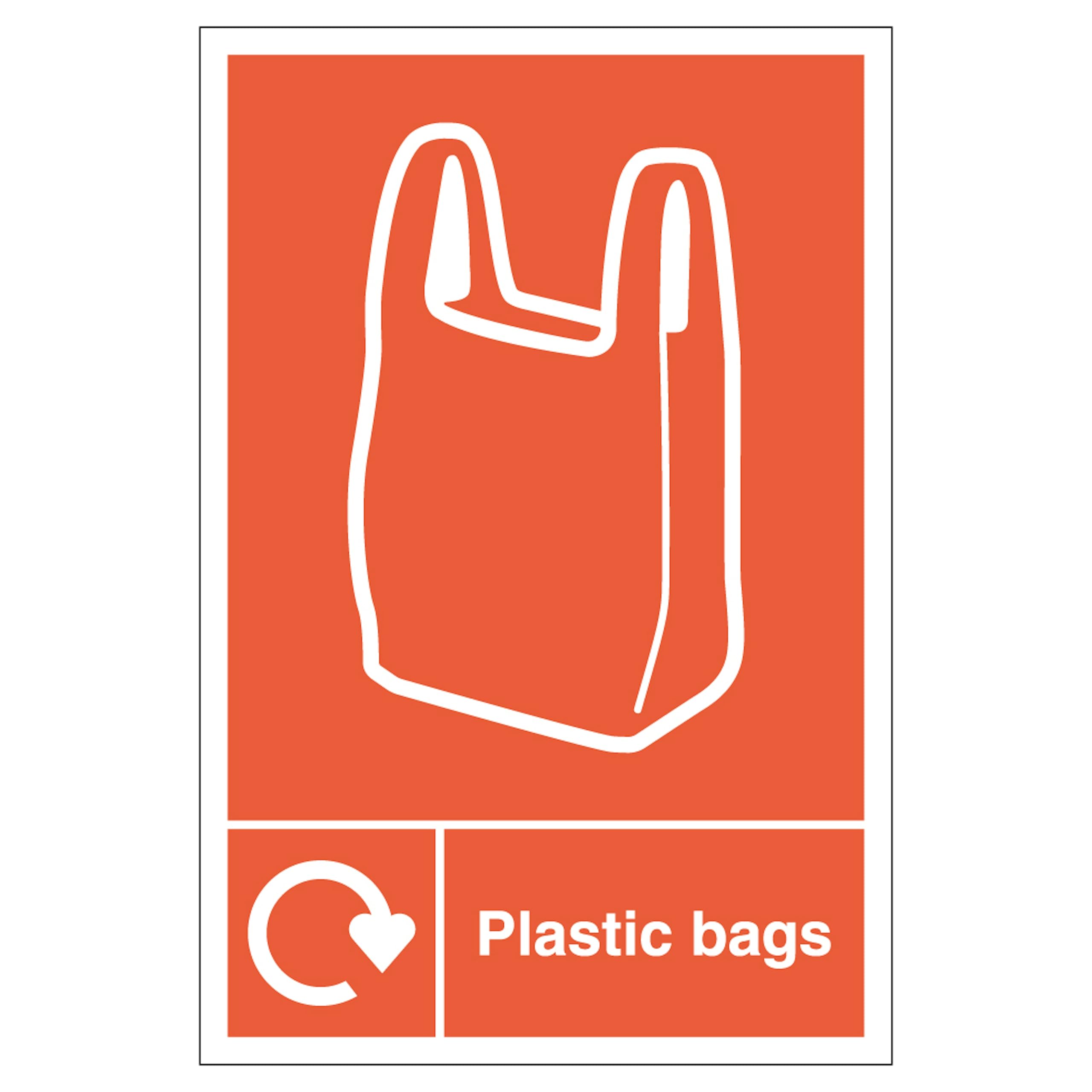V Safety WRAP - Plastic Bags Recycling 210 x 297 mm (A4) - 2mm Rigid Plastic Safety Sign