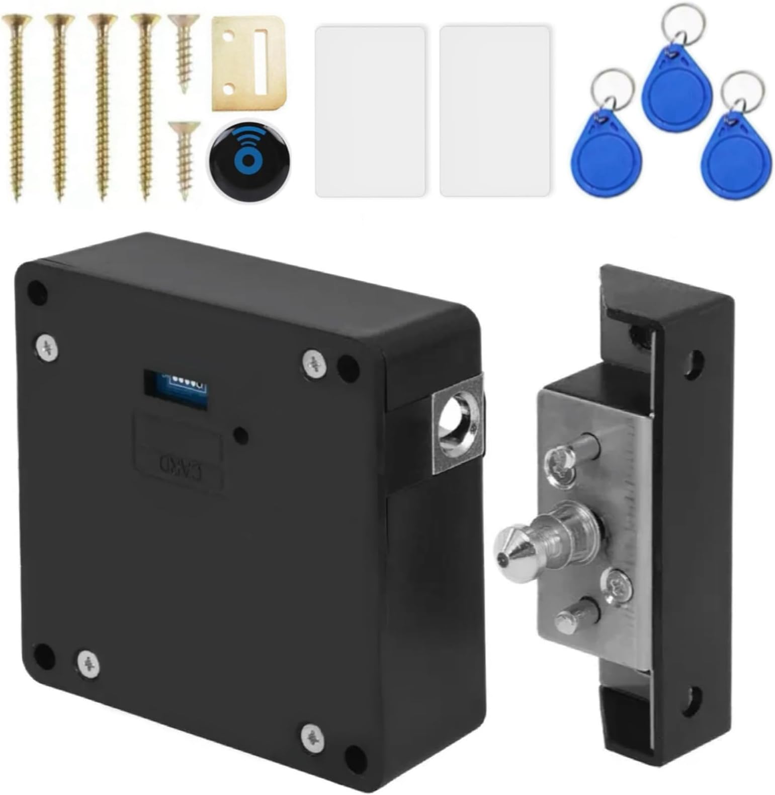 Sunkizzrs® RFID Electronic Drawer Lock — Smart NFC Cabinet Locks — Hidden Card Lock for Wooden Cabinet Cupboard Drawer Furniture with 2 Pcs IC Cards & 3 Pcs NFC Tags (Pro+)