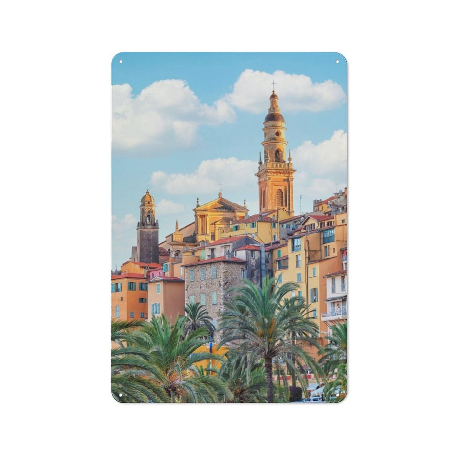 Junmoney The Colors Of Menton Retro Tin Wall Plaque 30X20cm For Home Office Or Studio, Wall Decoration For Home Offices And Studios